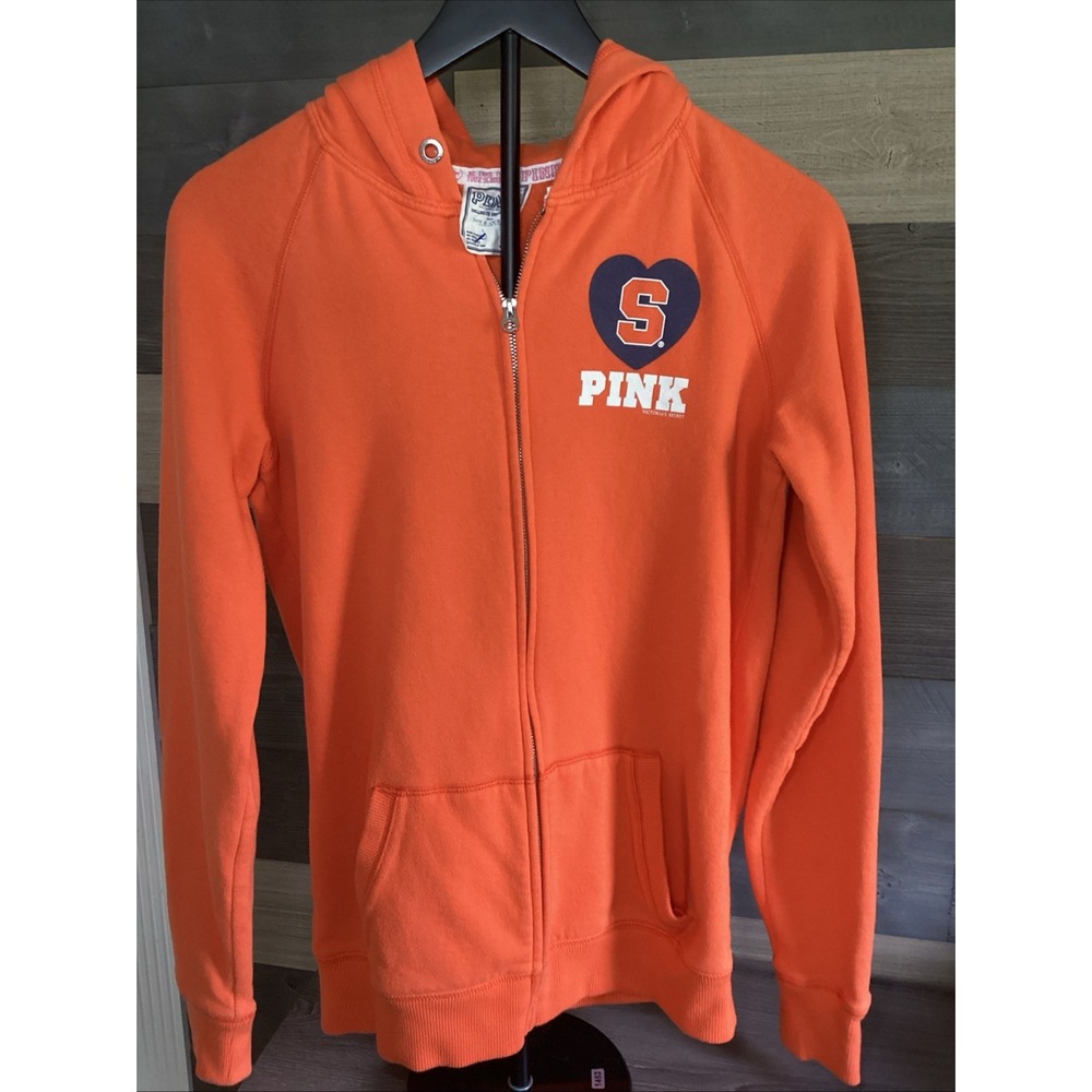 VS PINK Syracuse University Hoodie Small Orange Sequin Otto Mascot Zip Up VTG